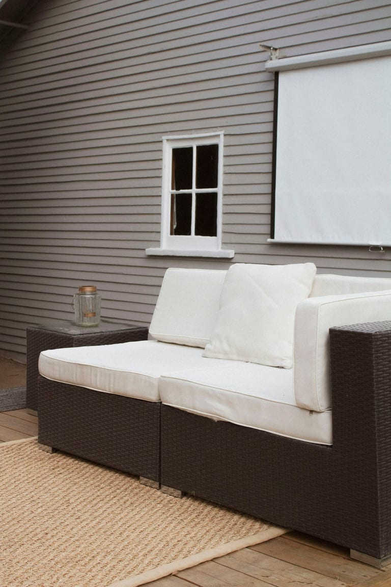 Evening deck lounge with composite cladding
