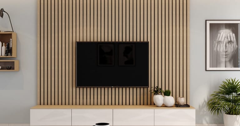 Wood slat feature wall panels